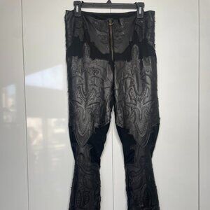 Gianfranco Ferre Leather Paneled Trousers - 40 - Black